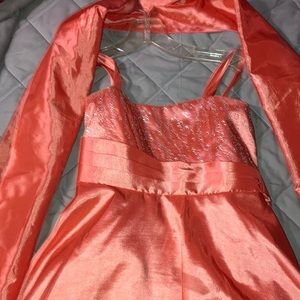 Short coral youth dress